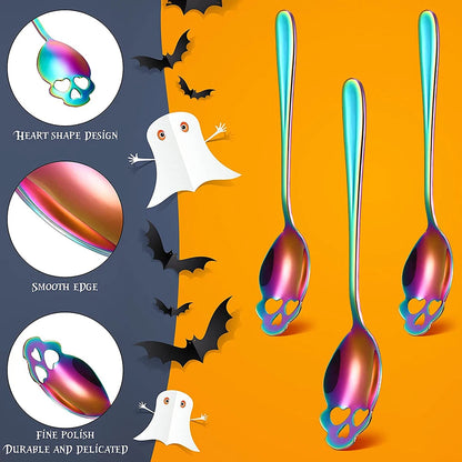 Colheres de caveira de aço inoxidável para decoração de Halloween