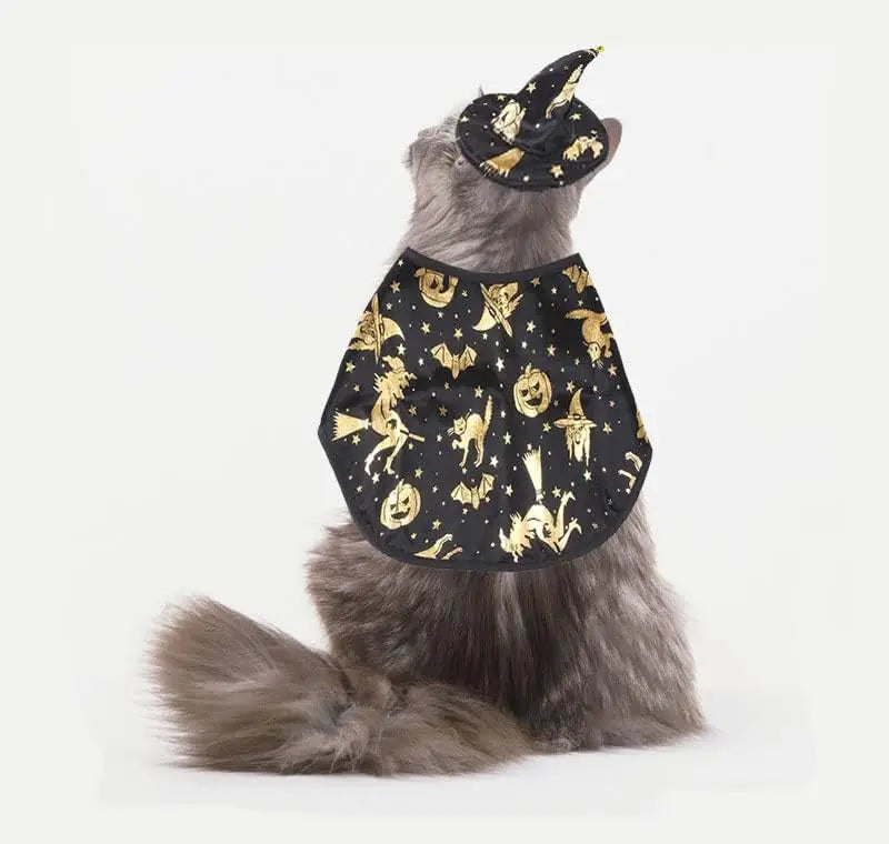 Dogs & Cats Cape and Hat Halloween Wizard Costume - A Trust Market