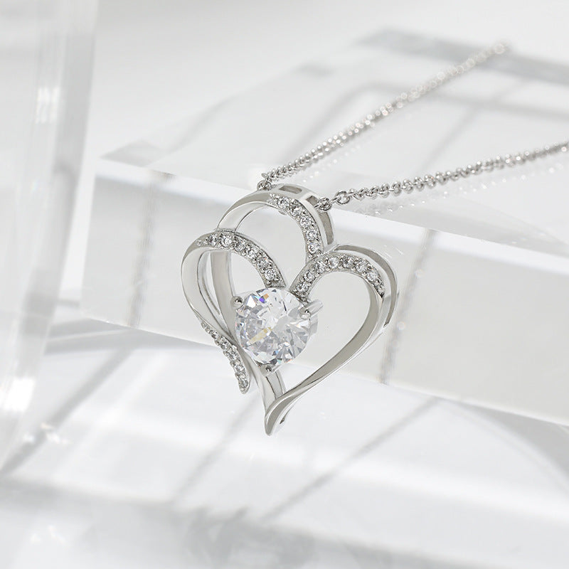 Zircon Double Love Necklace For Valentine's Day - A Trust Market