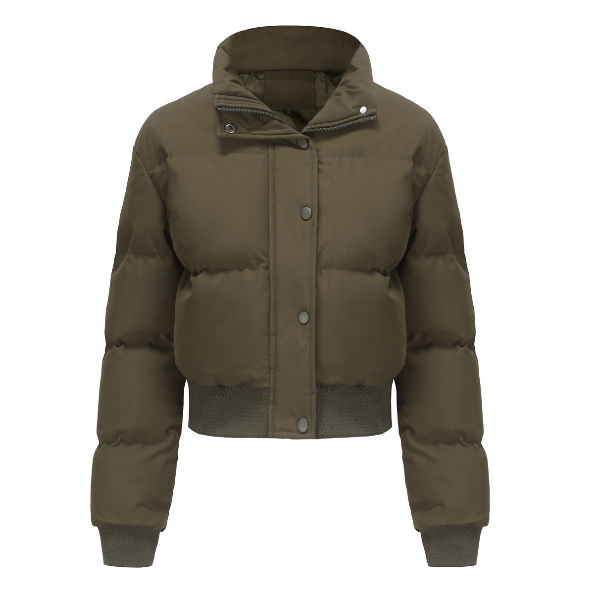Warm Short Coat With Long Sleeve And High Collar