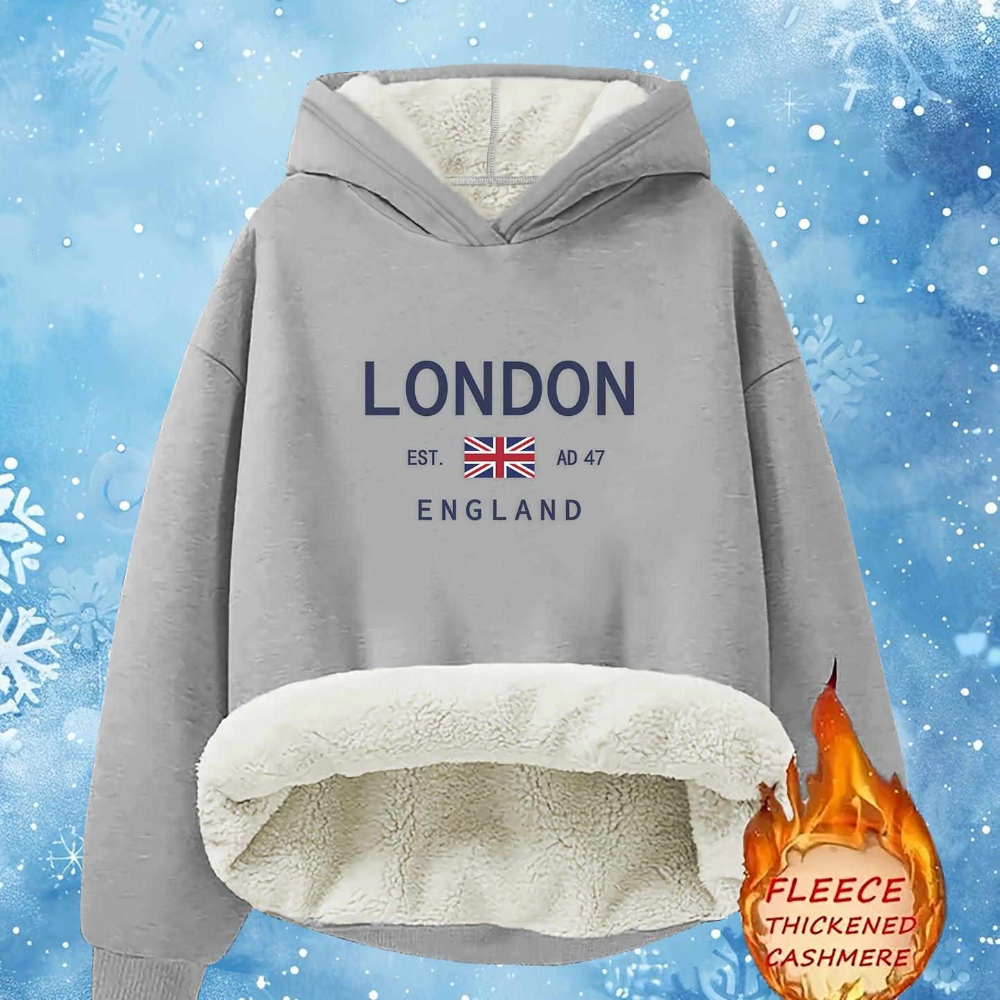 London Warm Hoodie. Sports Sweatshirt for Women.