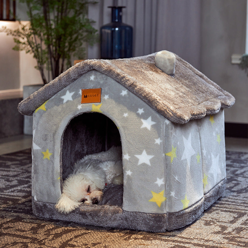 Foldable Dog House Pet Cat Bed Winter Dog Villa Sleep Kennel Removable Nest Warm Enclosed Cave Sofa Pets Supplies - A Trust Market