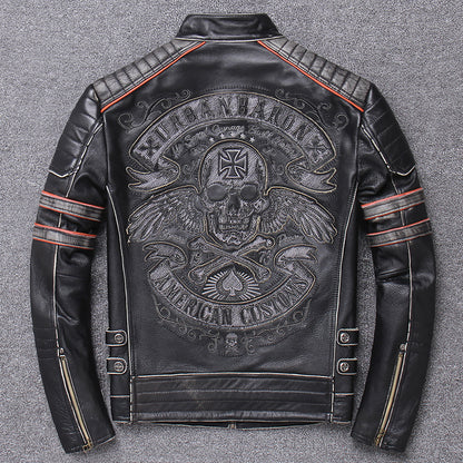 Slim Fit Harley Like Jacket In Genuine Leather For Motorcycle Riding