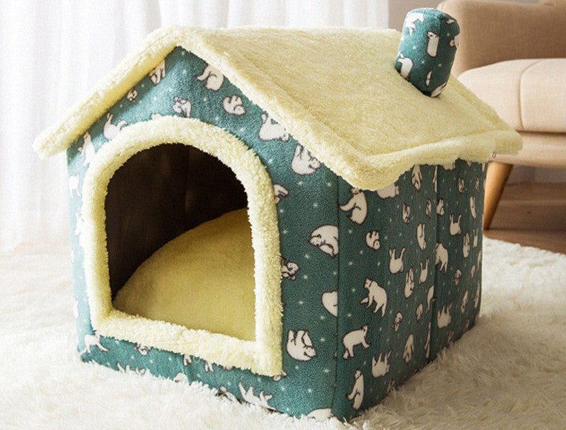 Foldable Dog House Pet Cat Bed Winter Dog Villa Sleep Kennel Removable Nest Warm Enclosed Cave Sofa Pets Supplies - A Trust Market