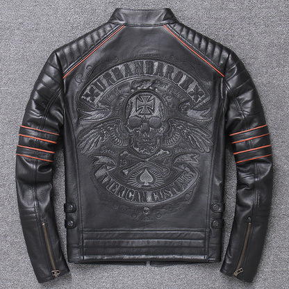 Slim Fit Harley Like Jacket In Genuine Leather For Motorcycle Riding