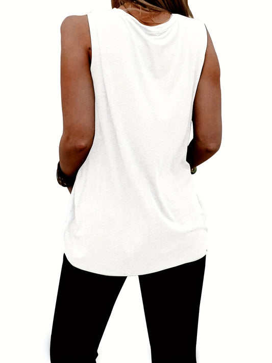 Fantastic Sleeveless Star & Stripe Print Crew T-Shirt