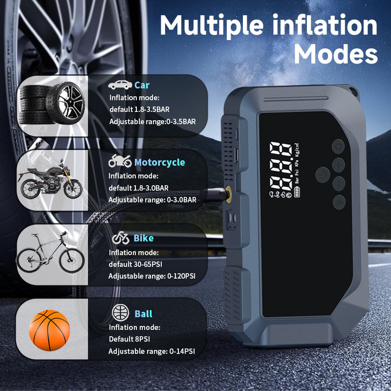 Amazing Car Battery Starter With Air Compressor 150PSI And Digital Screen