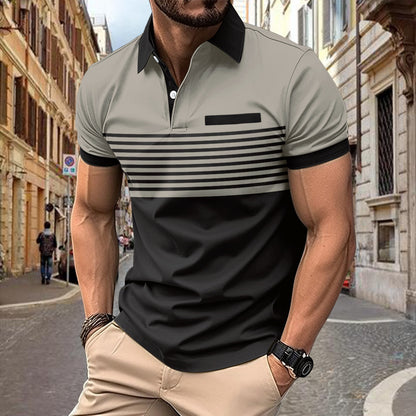 Casual Striped T-Shirt With Chest Pocket