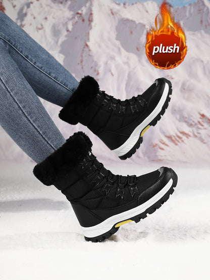 Women'S Ankle Snow Boots, Waterproof Winter Shoes with Laces, Faux Fur Lined, Non-Slip ❄️