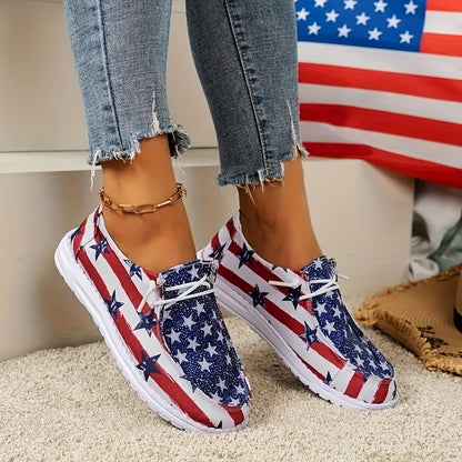 Beautiful Low Top Canvas Shoes With American Flag Pattern (Sale 🚨)