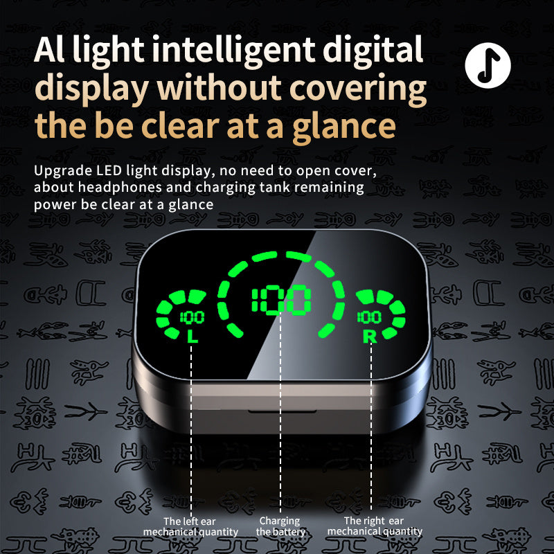 Fantastic Wireless Bluetooth  Earphones With Large Screen Smart Digital Display