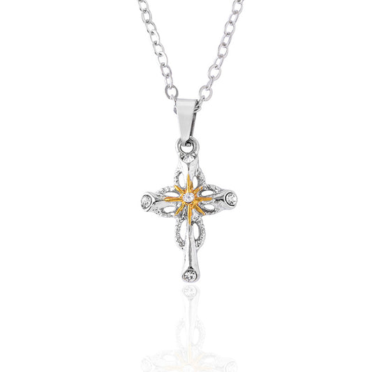Brand New Cross Flower Necklace