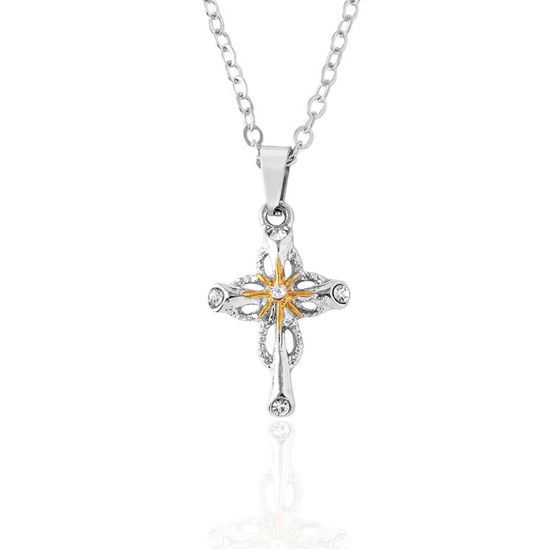 Brand New Cross Flower Necklace