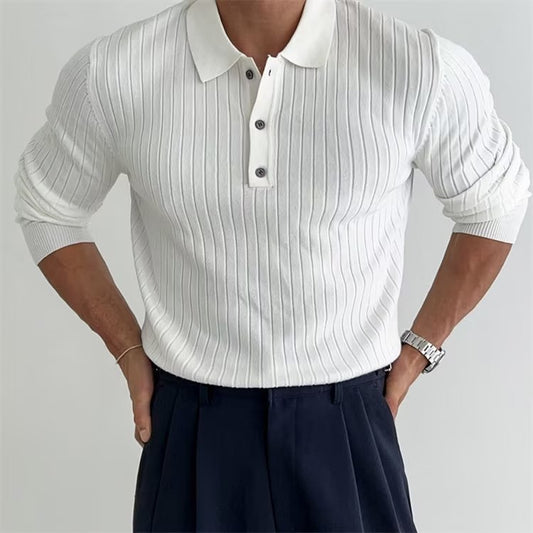 Fantastic Polo Shirt With Lapel Button and Long Sleeve - A Trust Market