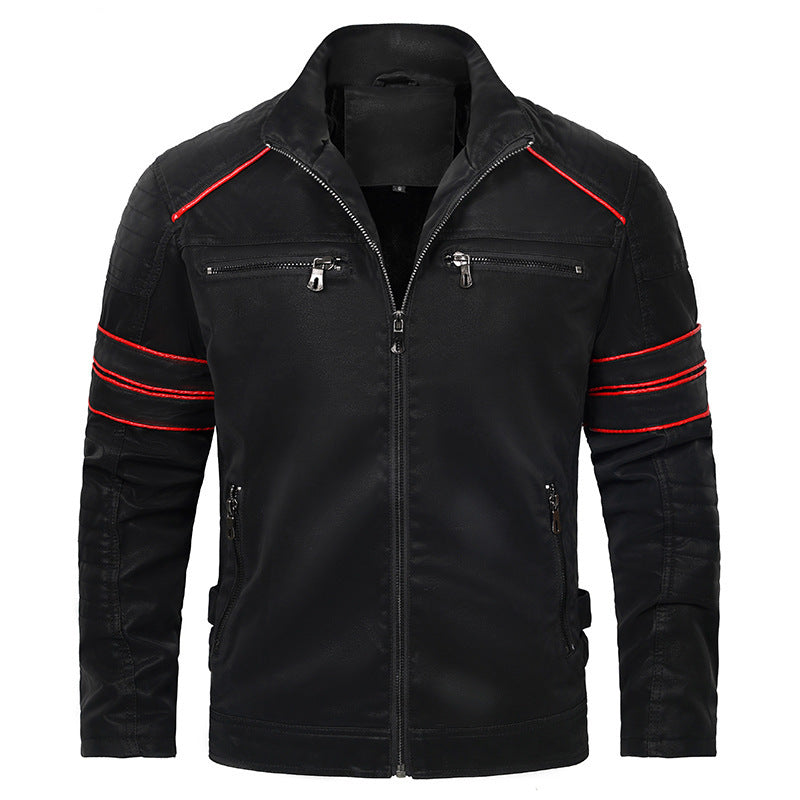 Wonderful Stand Collar Brushed PU Leather Jacket (Sale 🚨)