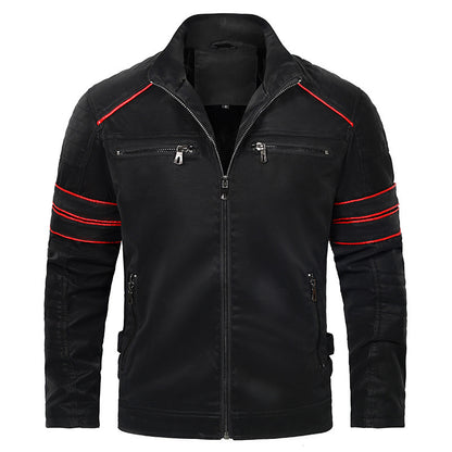 Wonderful Stand Collar Brushed PU Leather Jacket (Sale 🚨)