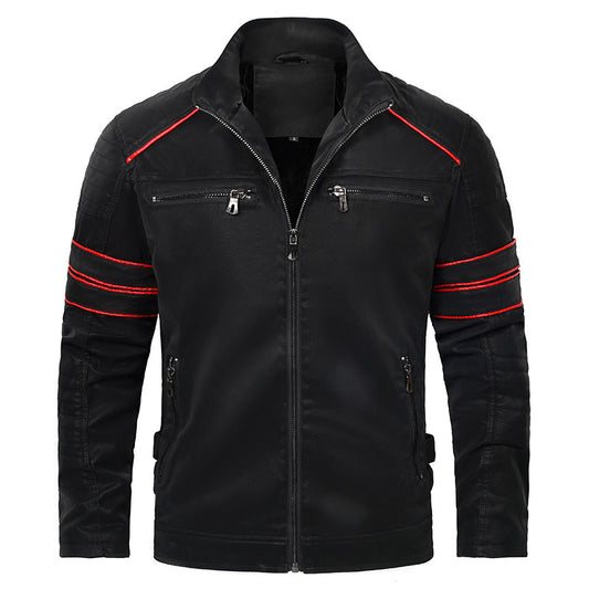 Wonderful Stand Collar Brushed PU Leather Jacket (Sale 🚨)