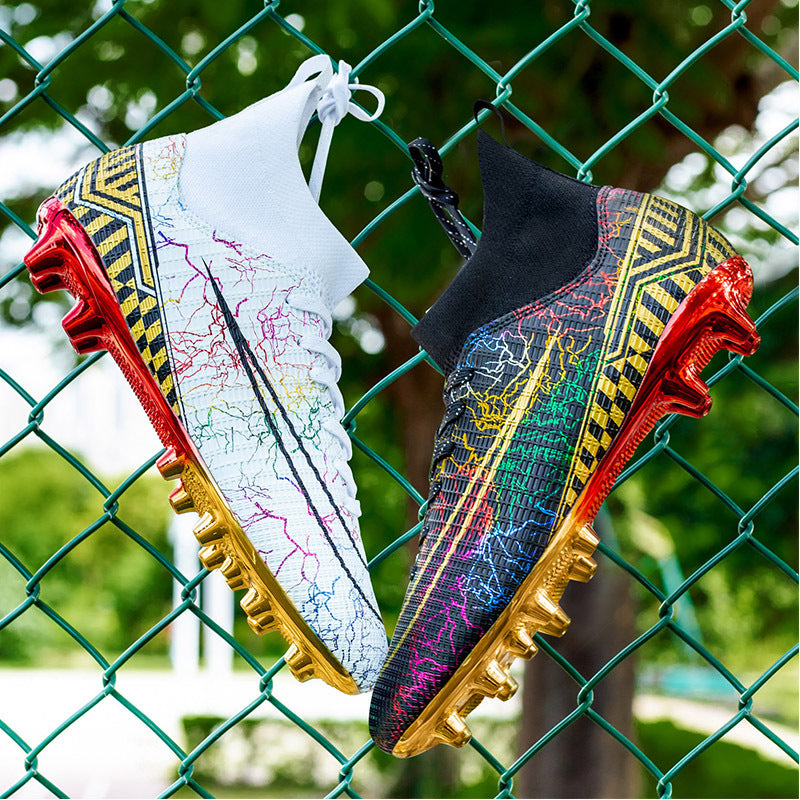 High-top Soccer/Football Gold Plated Shoes For Natural Grass and Turf