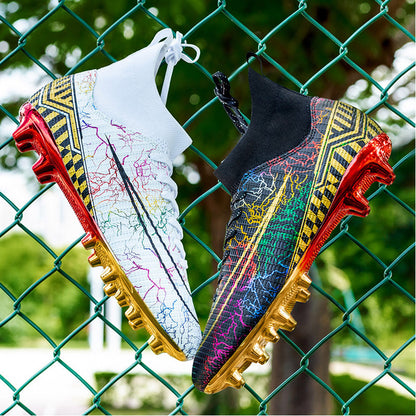 High-top Soccer/Football Gold Plated Shoes For Natural Grass and Turf