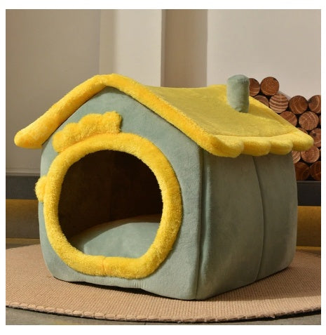 Foldable Dog House Pet Cat Bed Winter Dog Villa Sleep Kennel Removable Nest Warm Enclosed Cave Sofa Pets Supplies - A Trust Market
