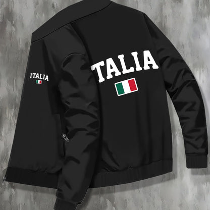 ITALIA Zip-up Long Sleeve Jacket With Pockets For Men