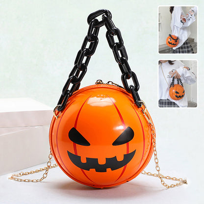 Fantastic Spooky Pumpkin Ball Handbag With Chain