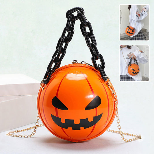 Fantastic Spooky Pumpkin Ball Handbag With Chain