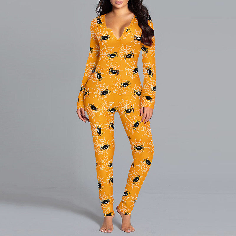 Beautiful Halloween Printed Jumpsuit Long Sleeve - A Trust Market