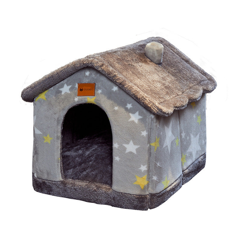 Foldable Dog House Pet Cat Bed Winter Dog Villa Sleep Kennel Removable Nest Warm Enclosed Cave Sofa Pets Supplies - A Trust Market