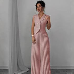 Fashion Vest Pleated Skirt Blouse And Pants