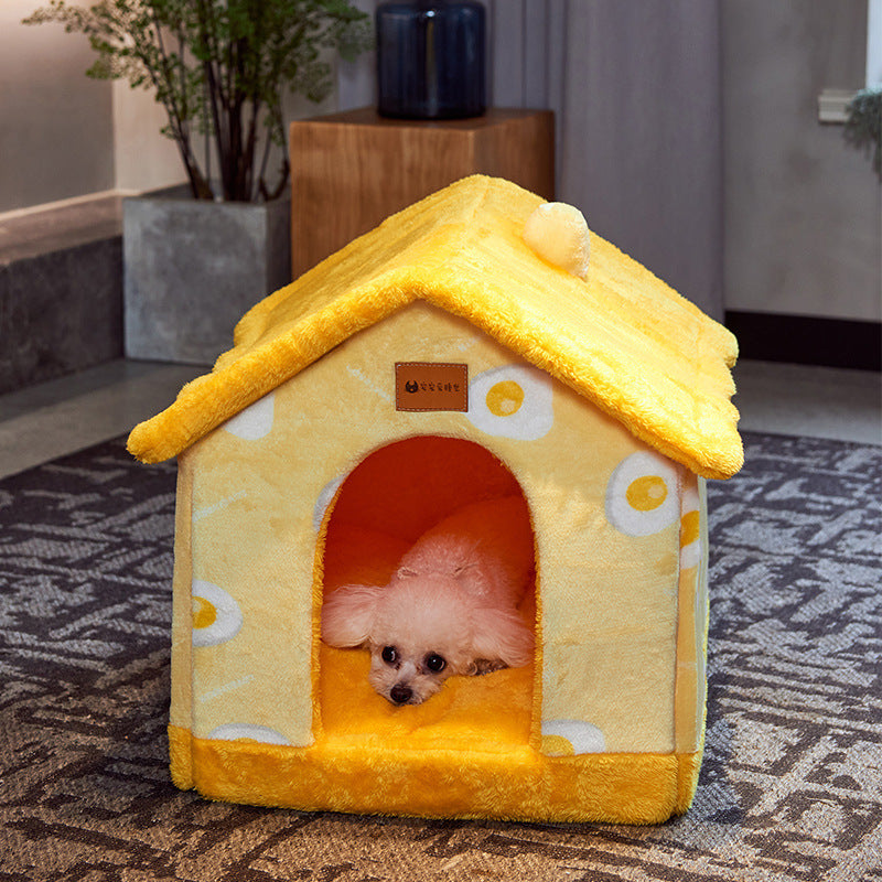 Foldable Dog House Pet Cat Bed Winter Dog Villa Sleep Kennel Removable Nest Warm Enclosed Cave Sofa Pets Supplies - A Trust Market