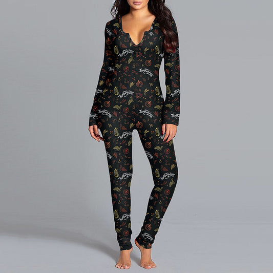 Beautiful Halloween Printed Jumpsuit Long Sleeve - A Trust Market