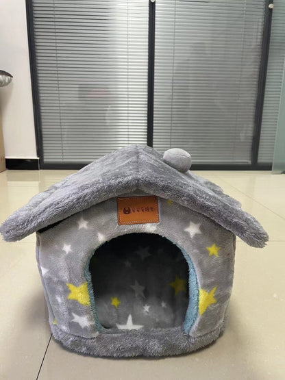 Foldable Dog House Pet Cat Bed Winter Dog Villa Sleep Kennel Removable Nest Warm Enclosed Cave Sofa Pets Supplies - A Trust Market