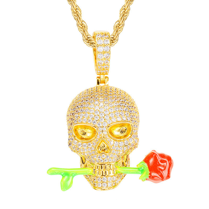 Terrific Luminous Rose Skull Pendant - A Trust Market