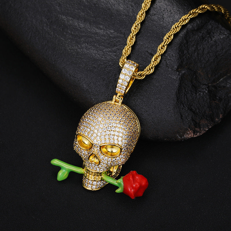 Terrific Luminous Rose Skull Pendant - A Trust Market