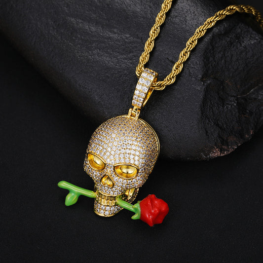 Terrific Luminous Rose Skull Pendant - A Trust Market