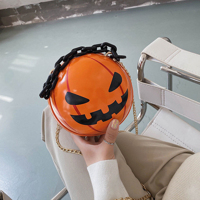 Fantastic Spooky Pumpkin Ball Handbag With Chain