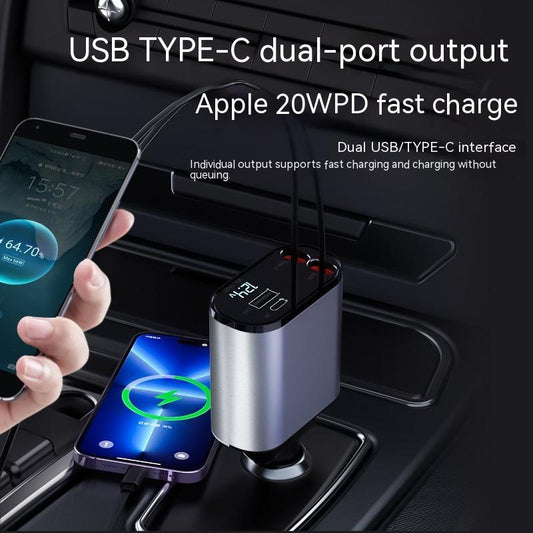 Great Super Fast Car Charger 100W With USB And TYPE-C Adapter