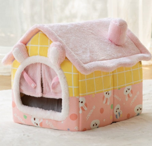 Foldable Dog House Pet Cat Bed Winter Dog Villa Sleep Kennel Removable Nest Warm Enclosed Cave Sofa Pets Supplies - A Trust Market