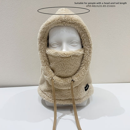 Plush Hooded Mask Hat. Warm & Cozy Face Cover with Drawstring ⛄