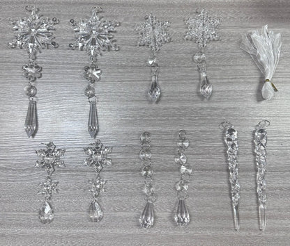 10 pcs Christmas Tree Hanging Pendants In Translucent Acrylic