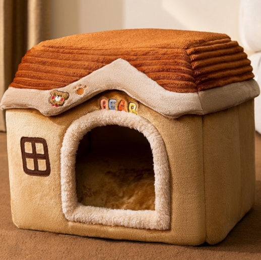 Foldable Dog House Pet Cat Bed Winter Dog Villa Sleep Kennel Removable Nest Warm Enclosed Cave Sofa Pets Supplies - A Trust Market