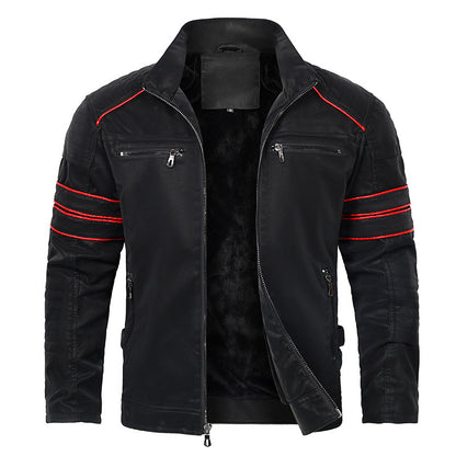Wonderful Stand Collar Brushed PU Leather Jacket (Sale 🚨)