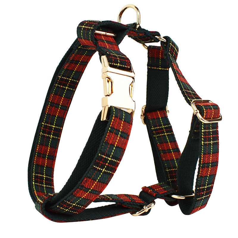Christmas Pet Collar Plaid With Green Background