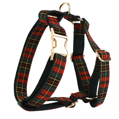 Christmas Pet Collar Plaid With Green Background