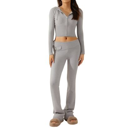 Wonderful Long-sleeved Cardigan And High Waisted Trousers