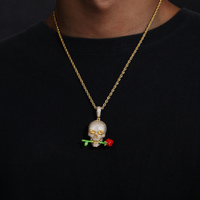 Terrific Luminous Rose Skull Pendant - A Trust Market