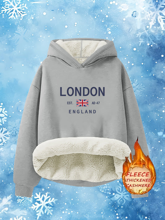 London Warm Hoodie. Sports Sweatshirt for Women.
