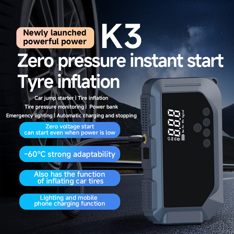 Amazing Car Battery Starter With Air Compressor 150PSI And Digital Screen