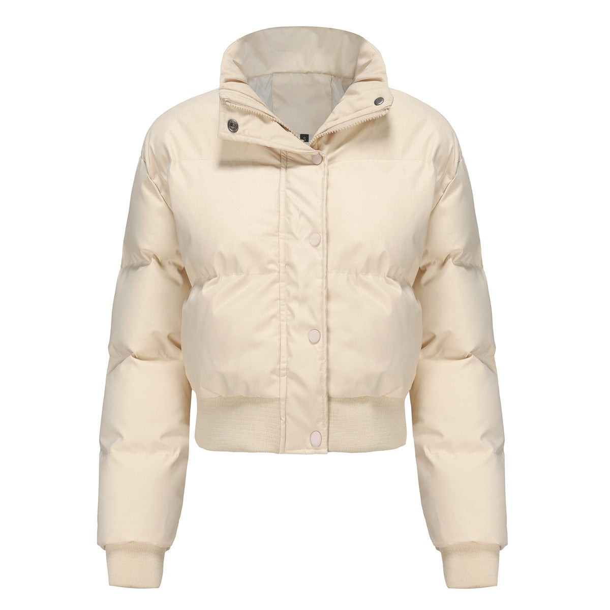Warm Short Coat With Long Sleeve And High Collar